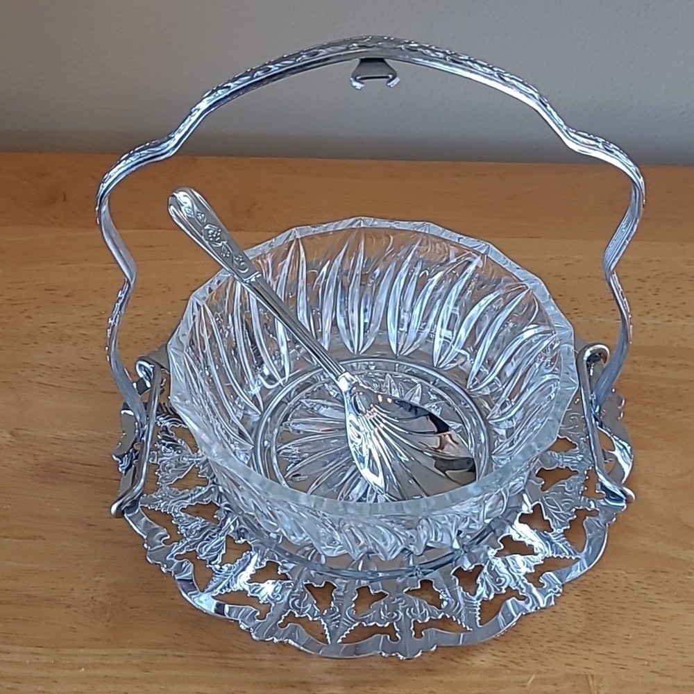 VINTAGE Condiment Caddy With Handled Stand Tray, Bowl And Spoon - Picture 6 of 16